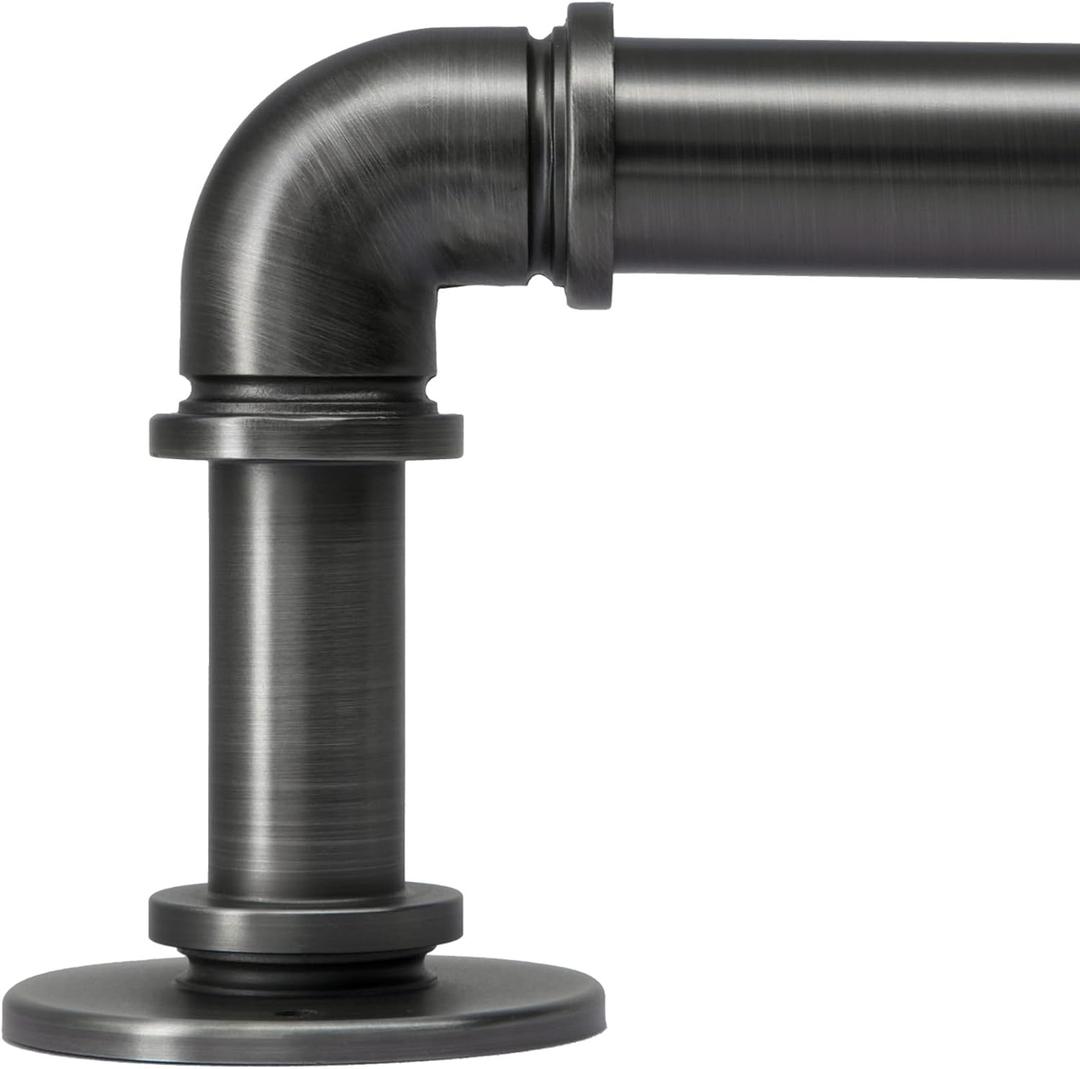 Industrial Curtain Rods 18 to 45 in,Wrap Around Rods, Adjustable Curtain Pole,1 in Diameter Pipe Wall or Ceiling Mounted,for Living Room(Antique Nickel 18 to 45)