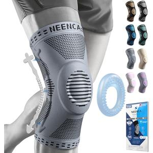 NEENCA Professional Knee Brace for Pain Relief, Medical Knee Support with Patella Pad & Side Stabilizers, Compression Knee Sleeve for Meniscus Tear, ACL, Joint Pain, Runner, Workout (Gray, Small)