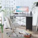 Pamray 32 Inch Computer Desk with 4 Drawers Small Office Desk for Home Bedroom Study Writing Simple Modern Computer Table Grey