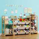 65" Large Toy Storage Organizer with Bookshelf and Stuffed Animal Storage