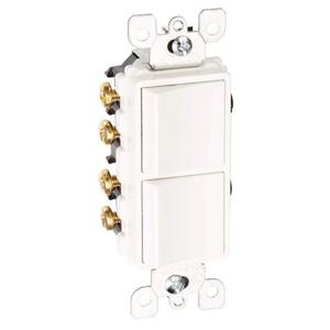 Leviton 15 Amp, 120/277 Volt, Decora Brand Style 3-Way / 3-Way AC Combination Switch, Commercial Grade, Grounding, 5643-W, White
