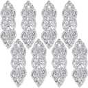 8 Pieces Rhinestone Applique Iron On Patch Rhinestone Hot Fix Wedding Appliques for Bridal Wedding Dress Sash Crystal Belt DIY Sewing Crystals Patch for Shoes(Silver)