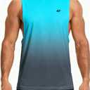 EZRUN Men's Tank Tops Swim Beach Sleeveless Shirt Quick Dry Gym Workout Stringer Muscle Tshirts Big and Tall (4X-Large, Gradient Sky Blue)