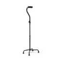 Medline Folding Quad Cane, Large Base, Quad Base for Greater Stability, Skid-Resistant Rubber Tips, Lightweight Aluminum, Black