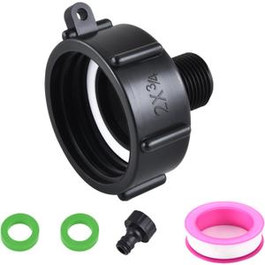 3 x 275-330 IBC Tote Hose Adapter, Food Grade IBC Drain Adapter,Water Hose Male Adapter for Garden Hose,2" coarse Thread X 3/4" Garden Hose