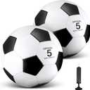 HyDren 2 Pcs Soccer Balls with Pump Official Size Soccer Ball for Game Training Back to School Indoor Outdoor Sport Gift for Child Youth Adult (Simple Style)