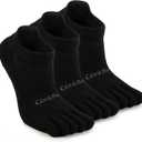 Coolmax Five Toe Running Socks for Men Women, Athletic Toe Socks with Arch Support for Running Walking Hiking (Black, L)
