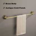 Antique Brass Towel Bar Wall Mount, 24 inch Bath Towel Rod Holder, Vintage Gold Decorative Bathroom Accessories, Brass Petal-Relief Series