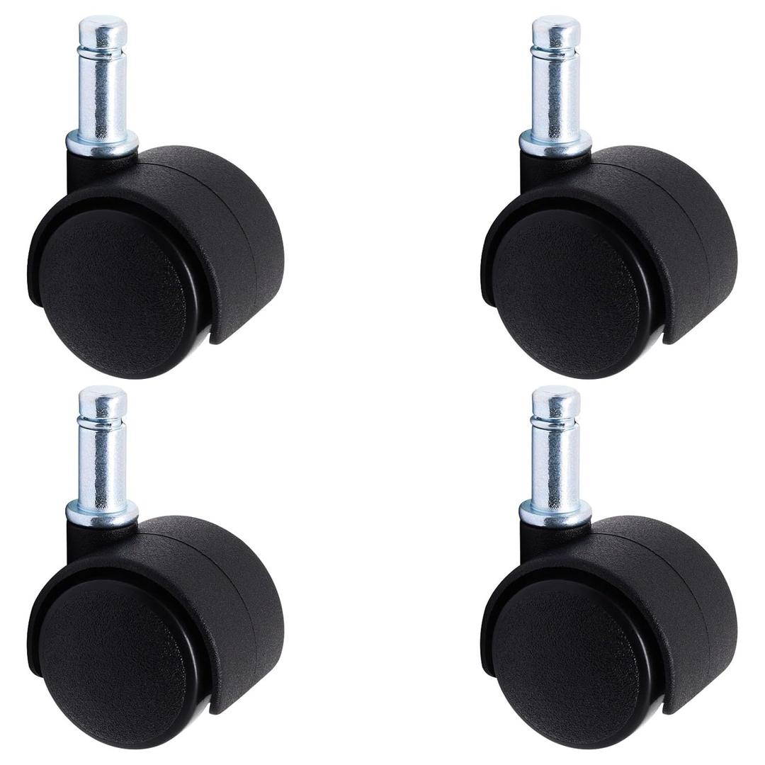 3 x Plastic Casters Set of 4, M8 Circlip Stem Caster Wheels 1 inch, Black Nylon Swivel Caster Wheels Replacement for Furniture, Office Chair, Table, Cabinet