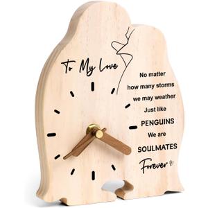 Anniversary Wedding Gifts for Men Women Couple - Wedding Gifts for Him Her - Boyfriend Girlfriend Gift - Penguin Gift for Husband Wife - Penguin Clock for Valentine's Day Christmas Birthday