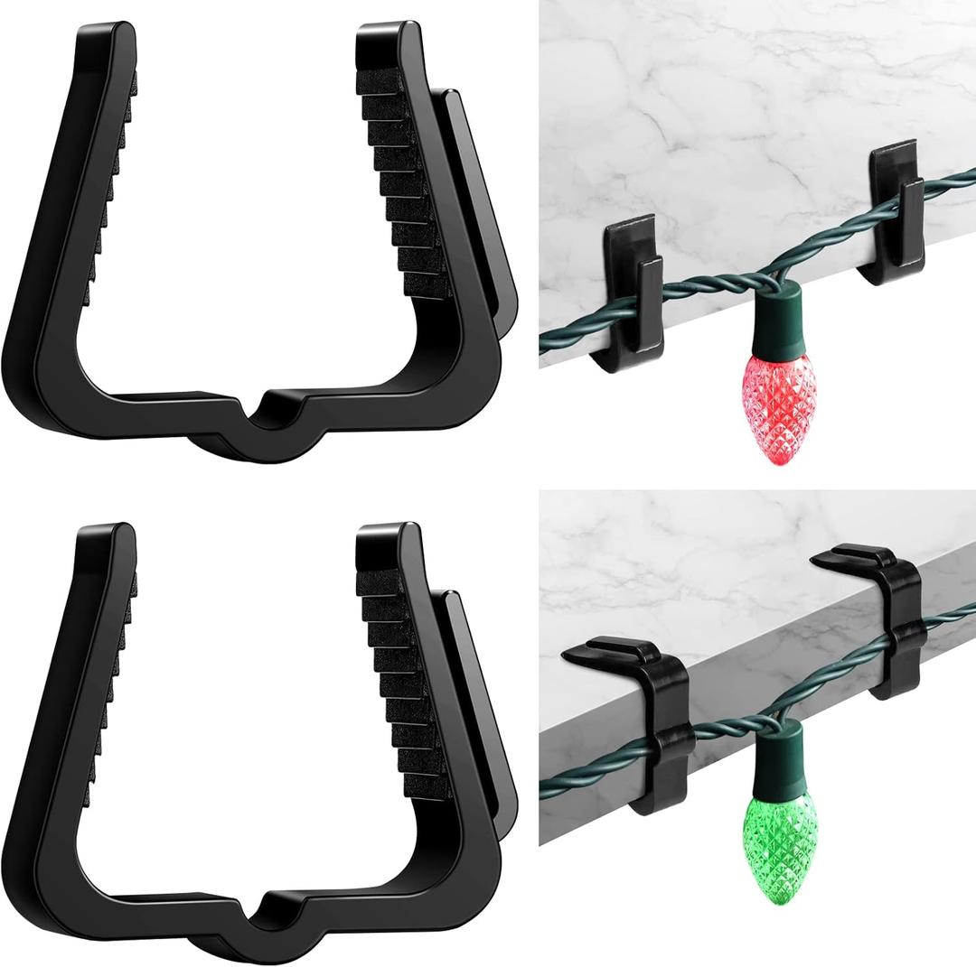 Marsui 50 Pcs Christmas Light Clips Small Outdoor Roof Gutters and Shingles Hooks 1 5/8 Inch Fascia Boards Hanger Plastic Holiday String Light Clips for Xmas Outside Decoration Fence Eave (Black)