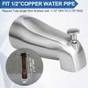 Slip Fit Tub Spout with Pull-Up Diverter Compatible with American Standard 8888026.002 Tub Spout, Bathroom Bathtub Faucet, Fits 1/2" Copper Water Tube(5/8" Diameter), 5/32" Hex Wrench (Brushed Nickel)