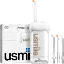 usmile C10 Portable Water Flosser  Travel-Friendly, 95-Day Battery, 4 Modes, 360 Nozzle, 180ml Tank, IPX7 Waterproof, Dentist-Recommended for Braces, Implants & Sensitive Gums (White)