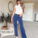 GRAPENT Wide Leg Jeans for Women High Waisted Flare Trendy Stretchy Denim Pants Duo Pockets Trouser Jeans (Blue, L)