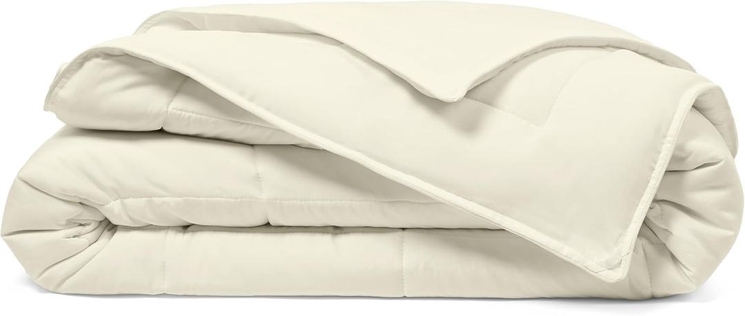 Cosy House Collection Luxury Down Alternative Comforter - Blend of Rayon Derived from Bamboo - Dorm Room Essentials - All Season Use - Box Stitch Construction & Duvet Loops (Twin/Twin XL, Cream)
