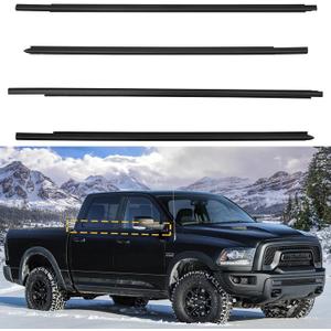 Weatherstrip Window Moulding Trim Seal Belt Kit Compatible with Dodge Ram 1500 2500 3500 4500 5500 Crew Cab 2009-2023, Weather Stripping Replace#55112376AH 55112377AH 55372138AH 55372139AH (4PCS)