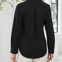 J.VER Button Down Shirts for Women Stretch Collared Cotton Long Sleeve Dress Shirt Business Casual Blouse for Work (Black, XL)