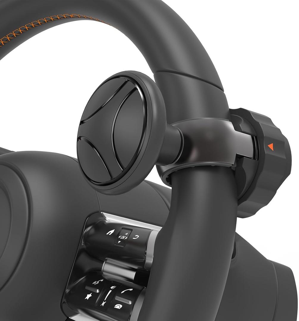 Tool Free Steering Wheel Knob, Suicide Knob for 3.45-4.9" Steering Wheel with Metal Bearing, Steering Wheel Knob Spinner for Cars, Trucks, Mowers, Boats, No Screws or Tools Needed (1Pack, Black)