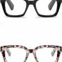 2 Pack Readers for Women Oprah Style Square Reading Glasses with Spring Hinge Blue Light Blocking for Men Ladies HCB +3.25