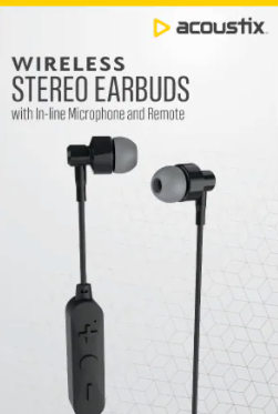 Acoustix Wireless Stereo Earbuds - Black