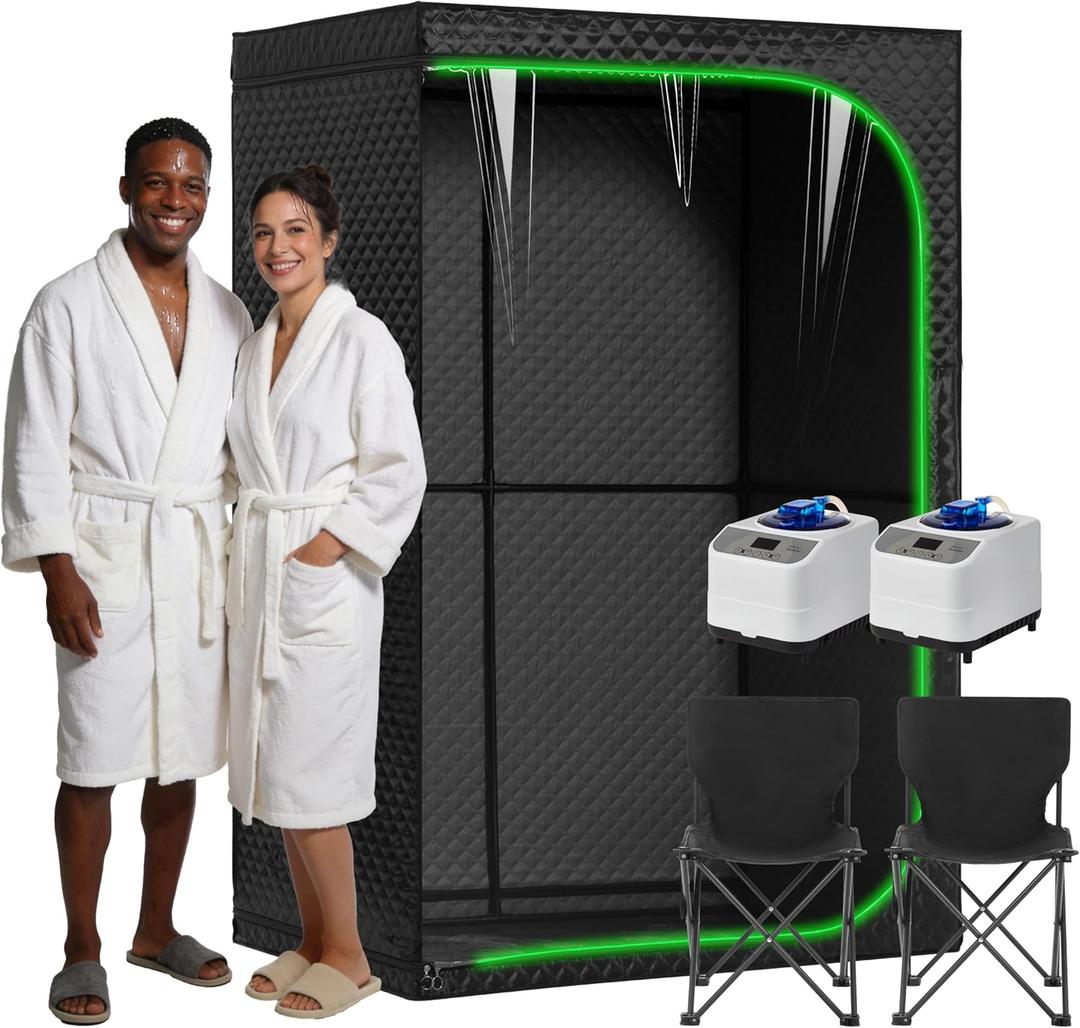 Portable Steam Sauna Tent for Home, Full Body Relaxation, Fast Heating, Foldable Indoor Sauna (Double Square, Polyester + PVC)