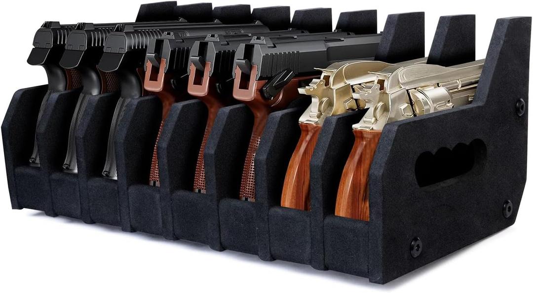 8 Slots Foam Pistol Rack for Gun Safe,Gun Cabinet Safe Accessories,Pistols Holder Storage Organizer,Pistol Brace Display Stand,Gun Storage Solutions