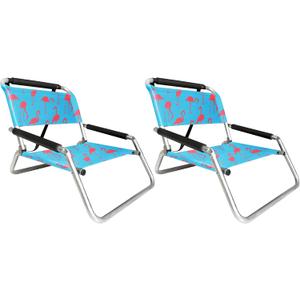 Neso Beach Chairs - Lightweight, Portable and Foldable Recliner Beach Chairs for Park, Camping and Outdoor Adventures - with Slip Pockets and Shoulder Strap - 2 Pack - Flamingos - Regular