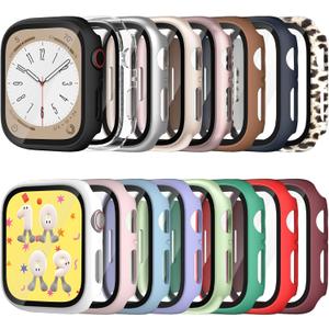 COMMUTER 16 Pack Case for Apple Watch SE 3/ SE 2/ SE/ 6/ 5/ 4 Screen Protector 40mm, Hard PC Ultra-Thin Protective Face Cover Built-in Tempered Glass Film for iWatch SE3 40mm