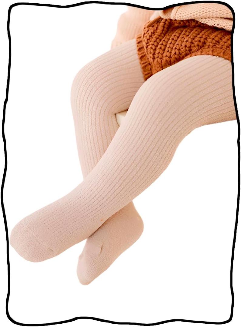 Urieo Baby Girls Tights Toddler Cable Knit Leggings Winter Warm Stockings for Infants Kids Girls