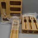 Bamboo Foil and Plastic Wrap Organizer with Cutter, Kitchen Drawer Storage, Dispenser Compatible with Sandwich and Snack Variety Size Bags Ziplock Bag