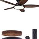 VONLUCE Ceiling Fans with Lights, 42 Inch Ceiling Fan and Remote, Full-spectrum LED Light, 3CCT, 6-Speeds Noiseless Reversible DC Motor, Modern Flush Mount Ceiling Fan for Farmhouse Bedroom Indoor (Black)