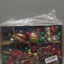 Dolicer 100 Pcs Christmas Ornaments Various Elements Christmas Tree Ornaments Set Red Gold Green Christmas Ball Ornament Shatterproof Hanging Decorations for Xmas Tree Holiday Party, Pre-Tied Strings