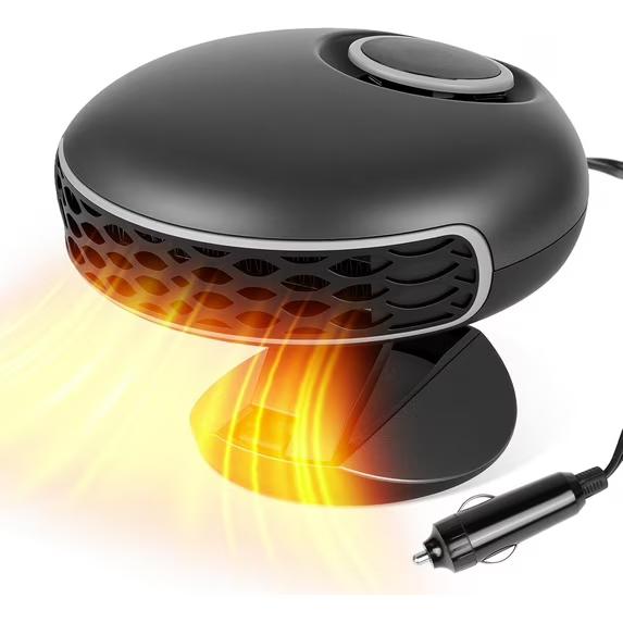 Portable 12V Car Heater & Defroster, 150W Fast Heating & Cooling Fan, Plug In Car Heater for Windshield Defogger with 360° Rotary Car Heaters for Vehicle, Car, RV, SUV