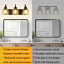 WJShome 3-Light Black Bathroom Vanity Light, Modern Vanity Lighting Fixture for Bathroom, Coastal Vanity Lights with Crystal Glass Shade, for Mirror Bedroom Hallway