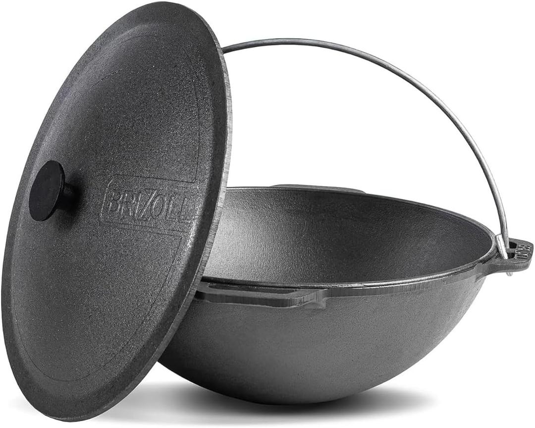 Dutch Oven Pot with Lid Cast Iron Asian Cauldron (Kazan) with Cast Iron Lid Camping Wok Kazan Cooking Pot Kitchen Pot Cookware (15.85 qt. (15 L))