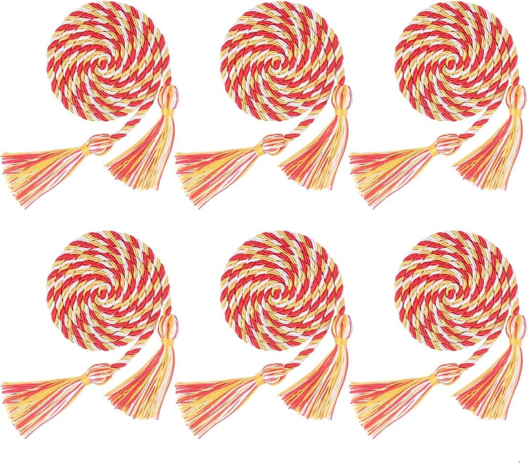 6 Pieces Graduation Cords,Red White and Gold Honor Cords,68 Inch
