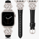 Wearlizer Slim Leather Band Compatible with Apple Watch Bands Women 38mm, Fancy Dressy Designer Thin Strap with Celtic Knot for iWatch