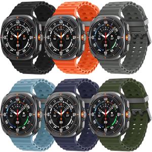 6 Pack Marine Silicone Band for Samsung Galaxy Watch Ultra Bands 47mm Men/Women,Waterproof Soft Sport Strap Compatible with Samsung Watch Ultra Band for Men/Women Breathable Replacement 