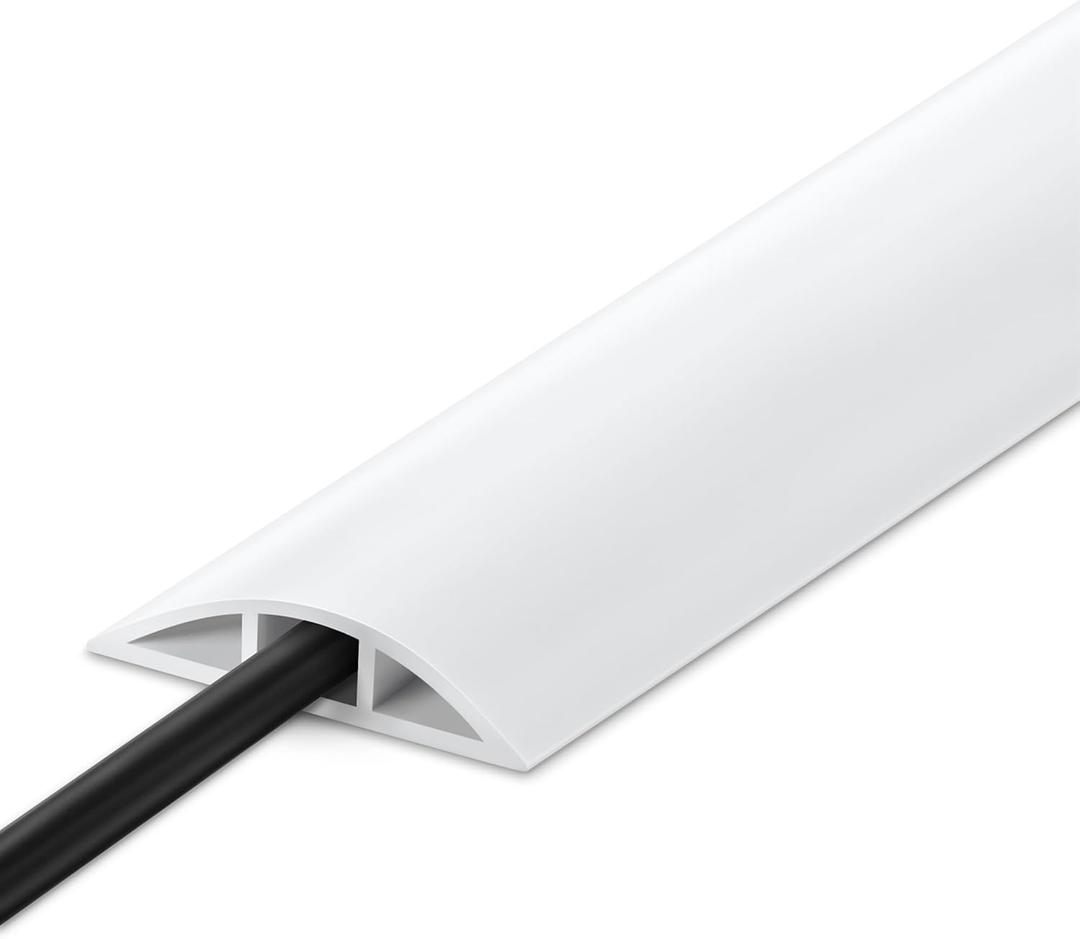 10FT Floor Cord Cover, LZEOY White Cord Hider Floor, Cable Floor Cover Power Cord Cover, Durable Cord Covers for Wires on Floor, Floor Cord Protector Hide Cords on Floor Cord Cavity: 0.47" W x 0.24" H