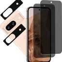 Privacy Screen Protector Designed For Google Pixel 8a Anti Spy Private Tempered Glass Film 2-Pack Camera Lens Protector Film 2-Pack