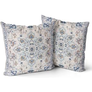 Snycler Boho Throw Pillow Covers 20x20 inch Set of 2 Boho Rug Carpet Double Sided Pattern Short Plush Cotton Soft Pillow Case Cushion Cover Pillowcase for Couch Sofa Bed Decorative (Grey)