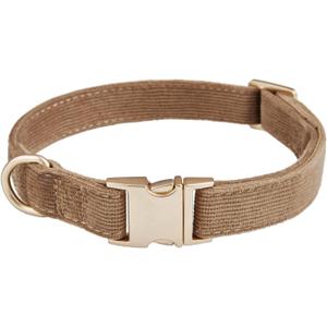 Soft Cotton Dog Collar with Metal Buckle Adjustable Heavy Duty Comfy Corduroy Collars for Small Medium Large Dogs,Brown,Small (Small (Pack of 1))