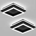 CANEOE 2 Packs Square Flush Mount Ceiling Light, 6000K Modern LED Ceiling Light Fixture, Minimalist Hallway Lighting Fixture Ceiling Lamp for Hallway Entryway Bedroom Balcony (All Black)