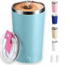 Self Stirring Coffee Mug With Lid, 13.5oz Rechargeable 316 Stainless Steel Detachable Base Auto Mixing Cup, Fast Stirring for Coffee, Milk, Cocoa Blue
