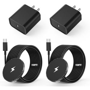 10FT Magnetic iPhone Charger[Apple MFi Certified], Apple Magsafe Wireless Charger,2Pack Magnetic Wireless Charging Pad with USB-C Charging Block for iPhone 17/17Pro/16ProMax/15/14/13/12 Series,AirPods
