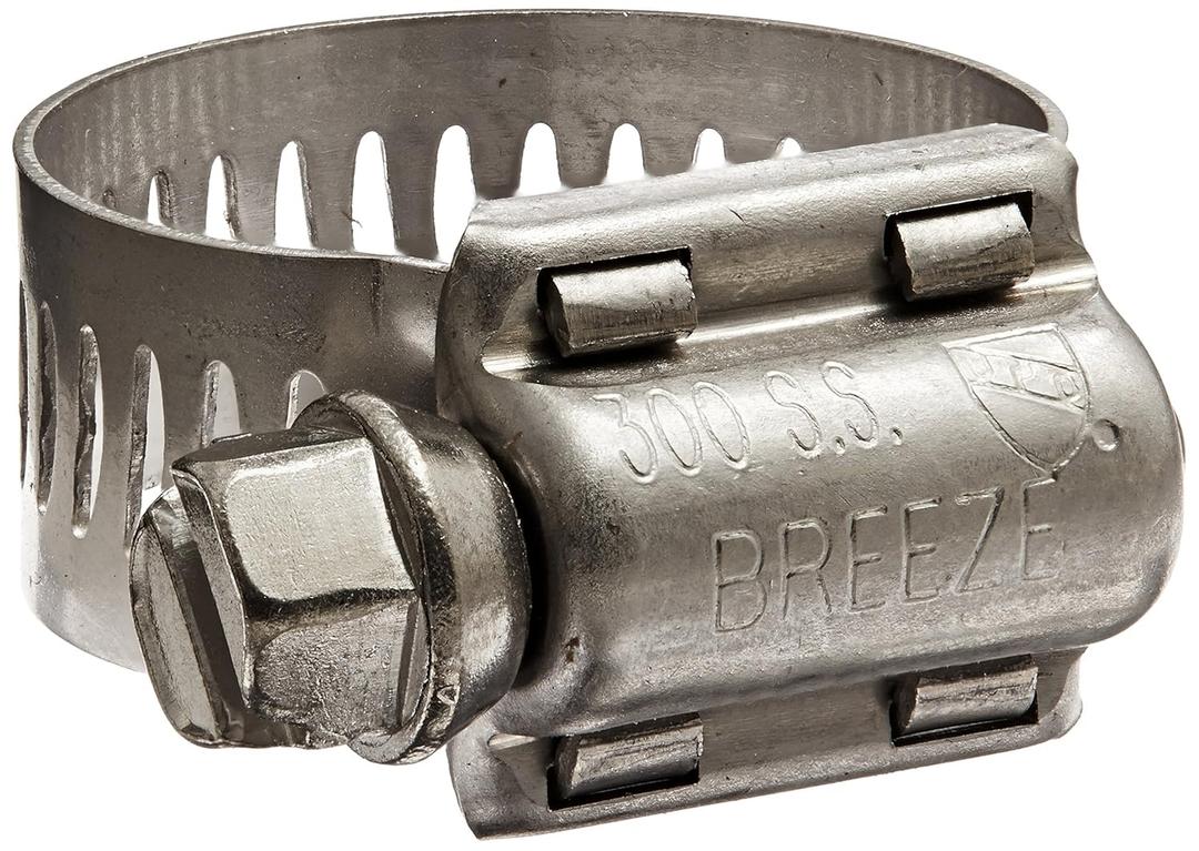 Breeze 63010H Marine Grade Power-Seal Stainless Steel Hose Clamp, Worm-Drive, SAE Size 10, 9/16" to 1-1/16" Diameter Range, 1/2" Band Width (Pack of 8)