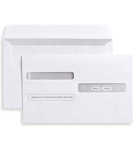 50 W2 Tax Envelopes, For 4Up Style W2 Tax Forms 50 pack Gum Seal Security Double Window W2 Envelopes