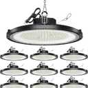 ONLYLUX UFO LED High Bay Light, 10 Pack, 150W, 5000K, 22500LM, High Bay LED Shop Lights with 5' Cable(Eqv.600w Mh/Hps/Hid) for Garage Factory Workshop Warehouse Barn