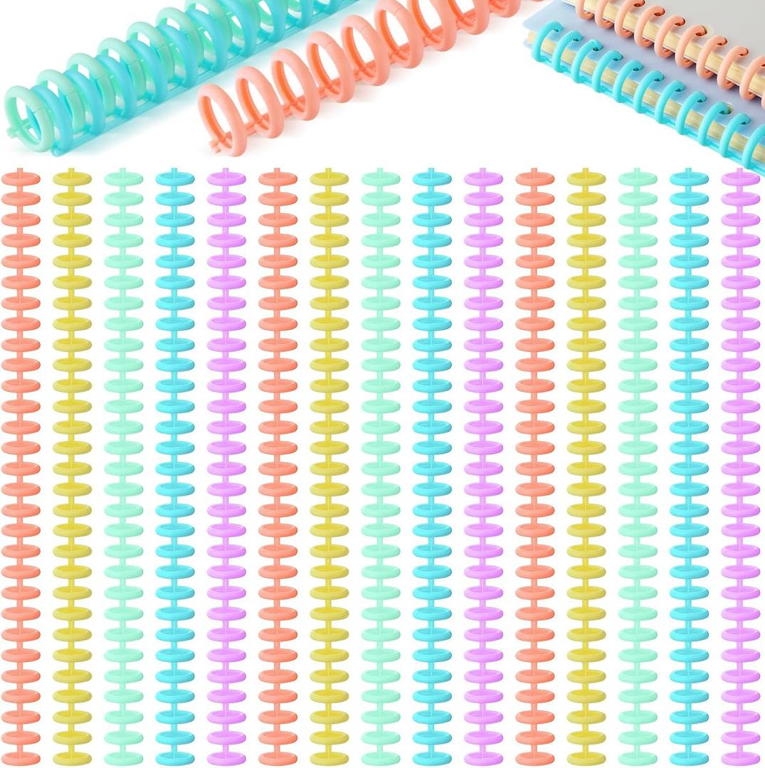50 Pcs Comb Binding Spines 1/2" Diameter 30 Ring Plastic Binder Combs and Spines Binding Easy Edit Spines for Teacher Student Document Notebook File Making, 85 Sheet Capacity, 5 Colors