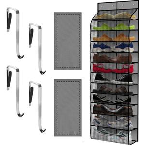 Kotkn Over The Door Shoe Organizer with 12 Large Breathable Pockets - Durable Hanging Storage for the Entire Family's Shoes (Gray)